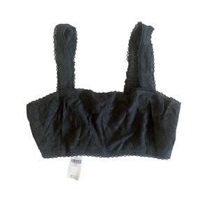 NWT American Eagle Lace Overlay Super Cropped Top M black